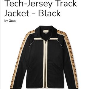 Gucci Black Track Jacket with Beige Logo Tape